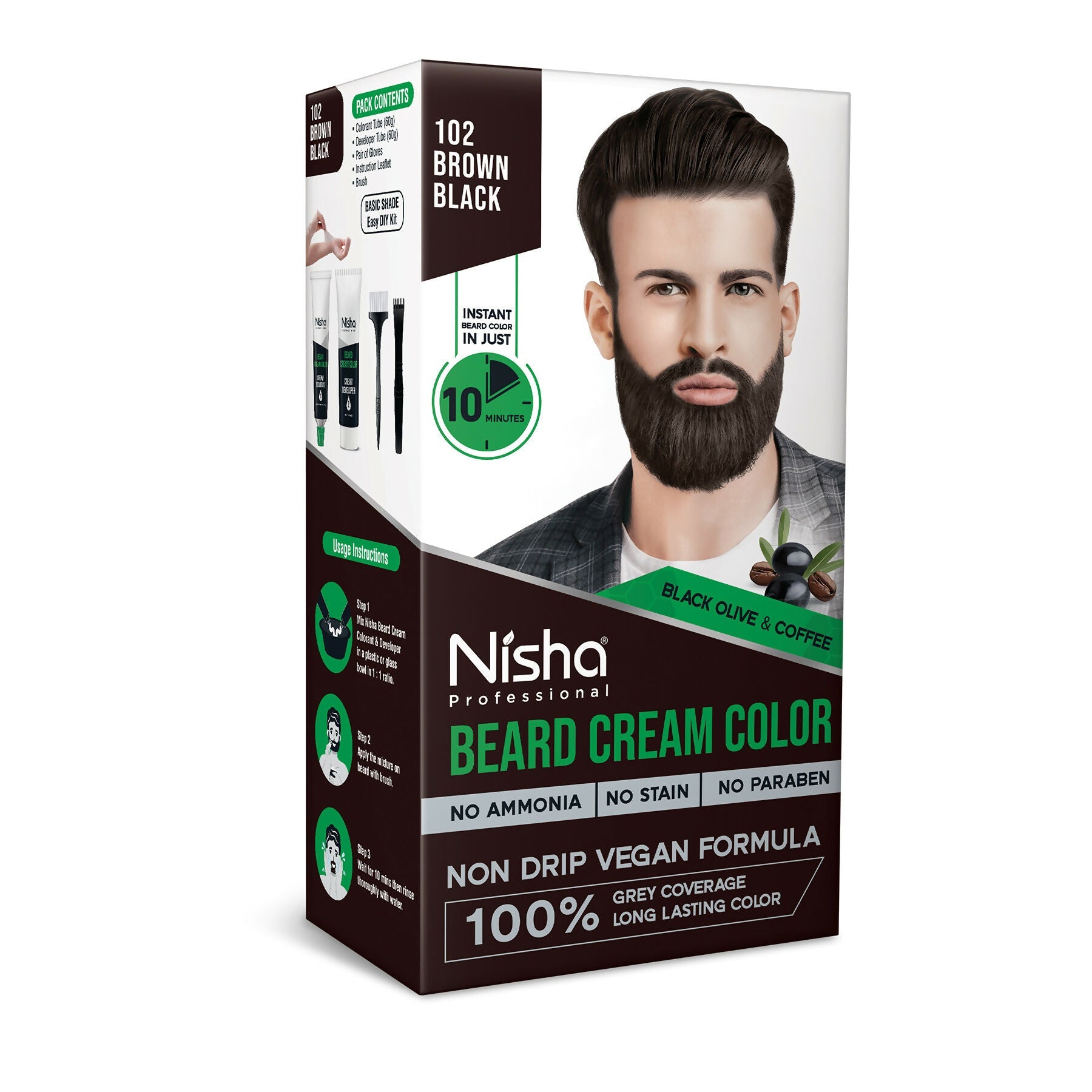 Nisha Beard Colour for Men - Black Brown