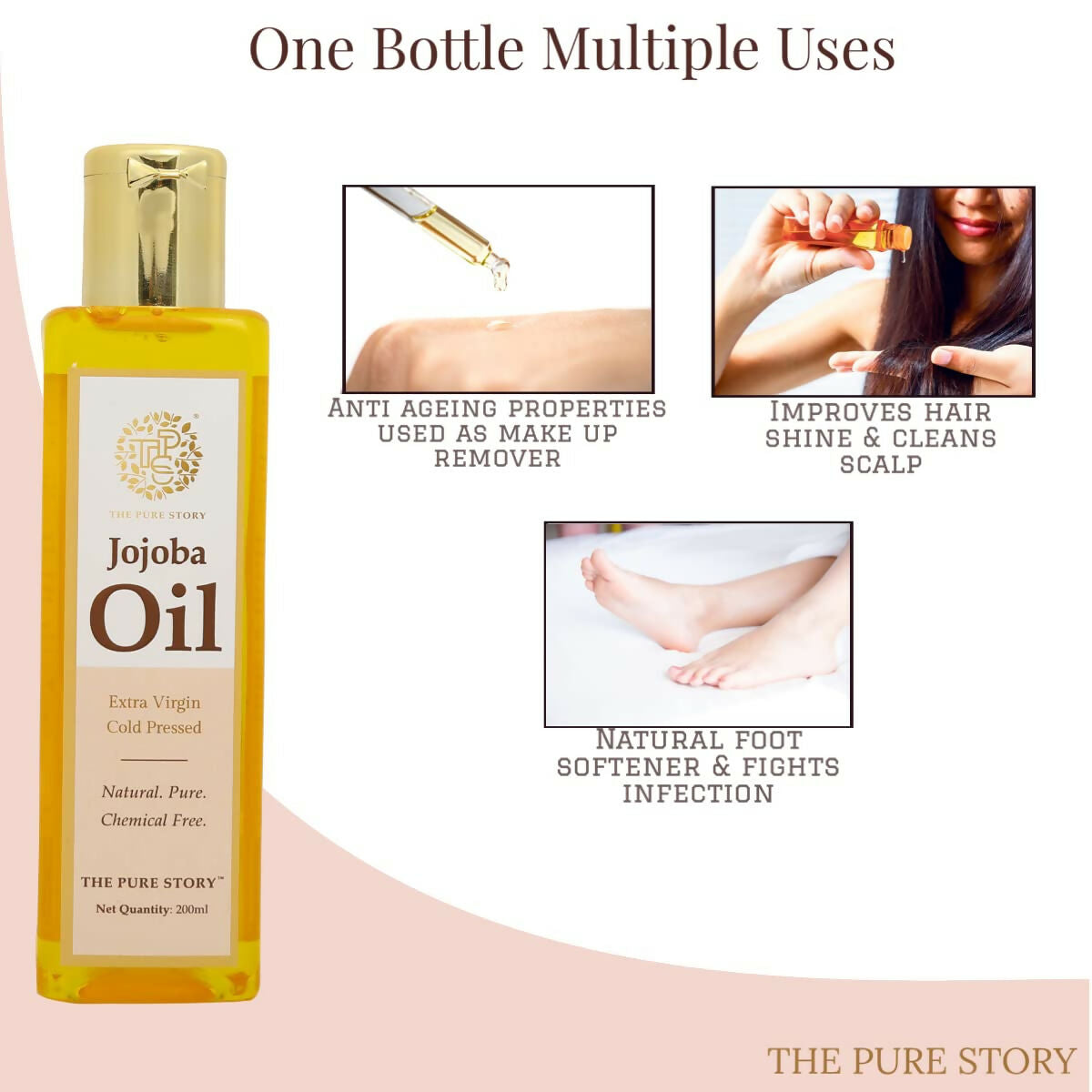 The Pure Story Natural Cold Pressed Jojoba Oil for Hair & All Body parts