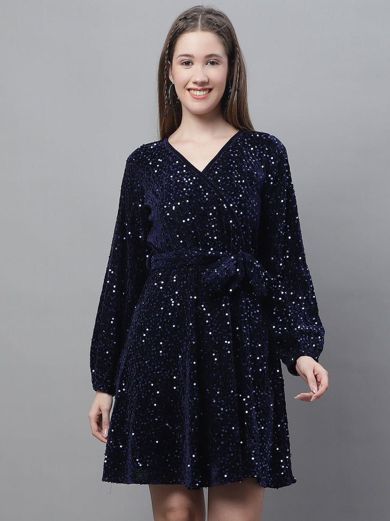 Women's Sequin Velvet A-line dress