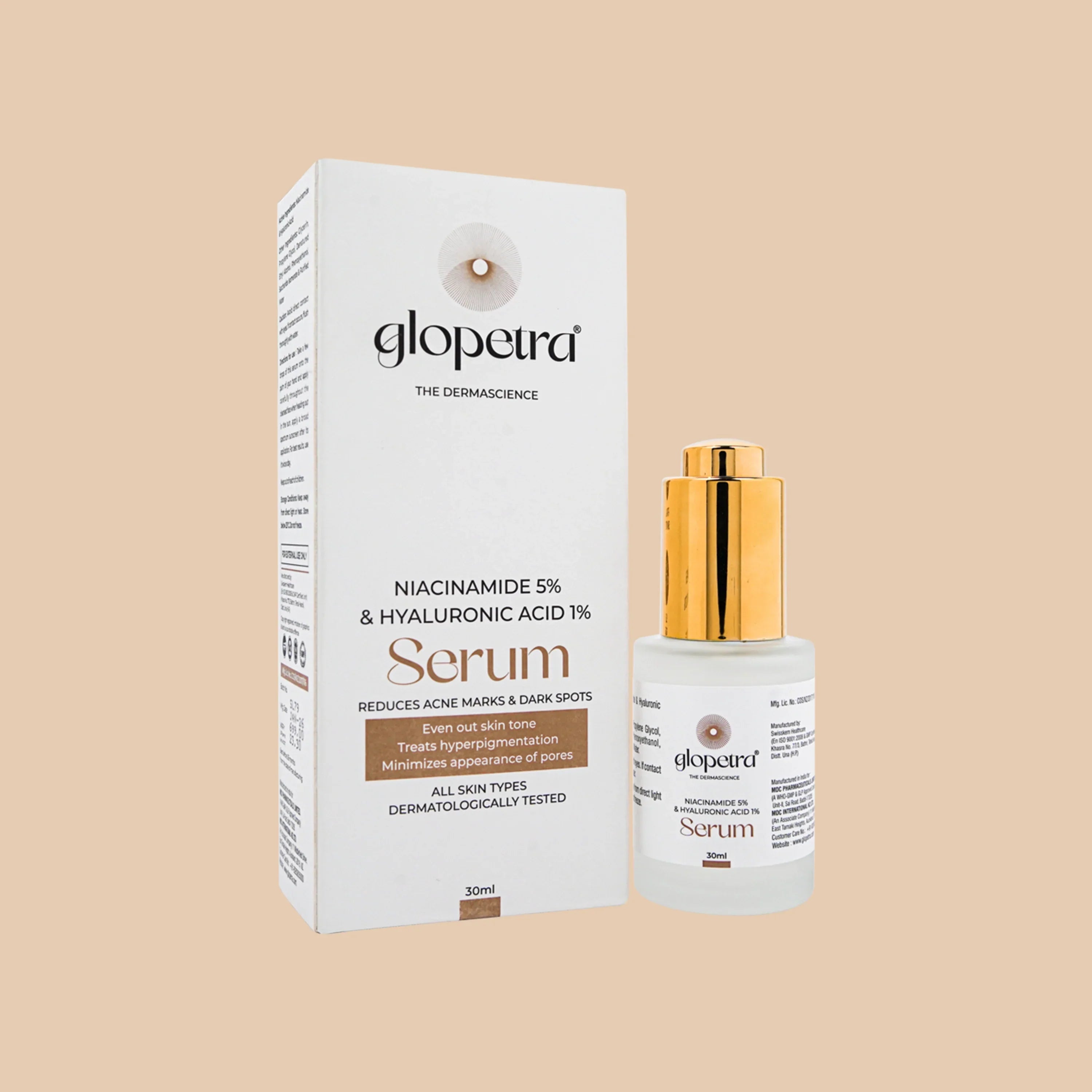 Glopetra Niacinamide & Hyaluronic Acid Serum For Acne & Dark Spots
