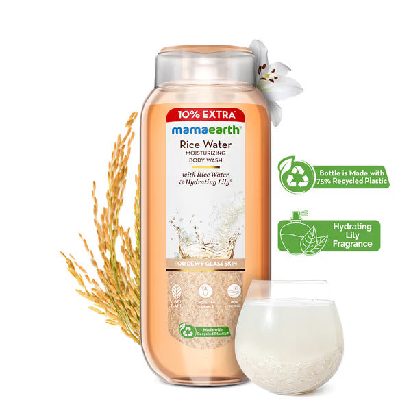 Rice Water Moisturizing Body Wash with Rice Water & Hydrating Lily for Dewy Glass Skin - 250 ml