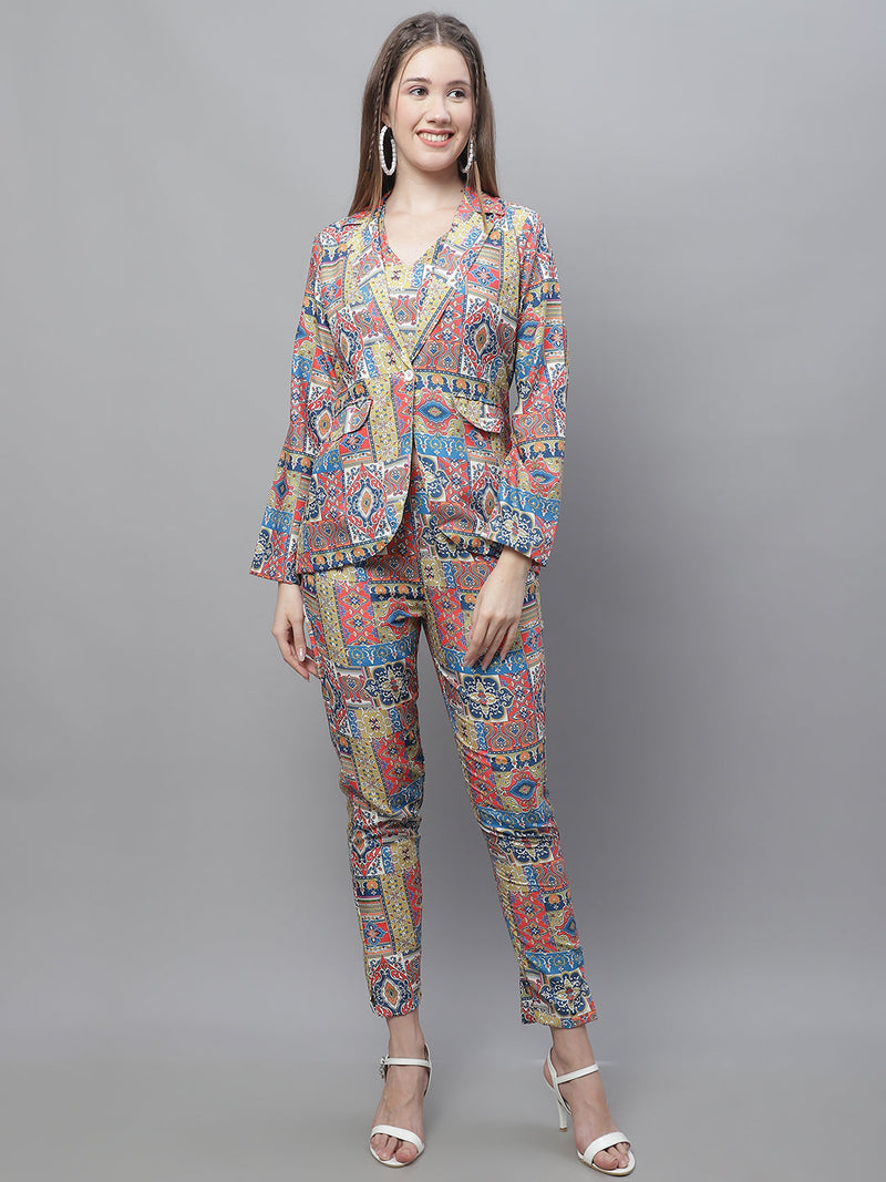 Women's Digital Printed Crop Top and Jacket Set ( JNCS 3007 Multi )