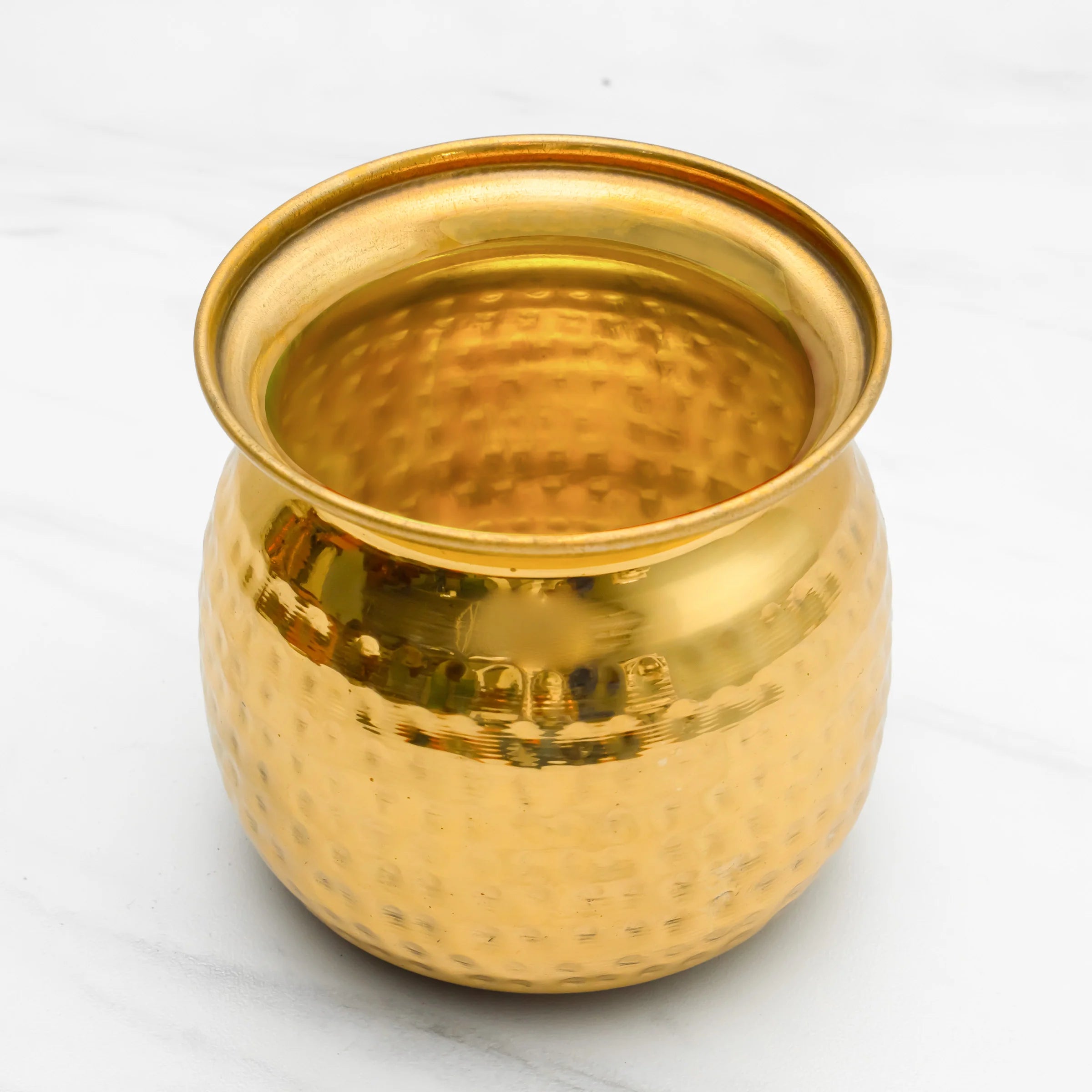 Health Smith Pure Brass Cashew Lota with Hammered Finish
