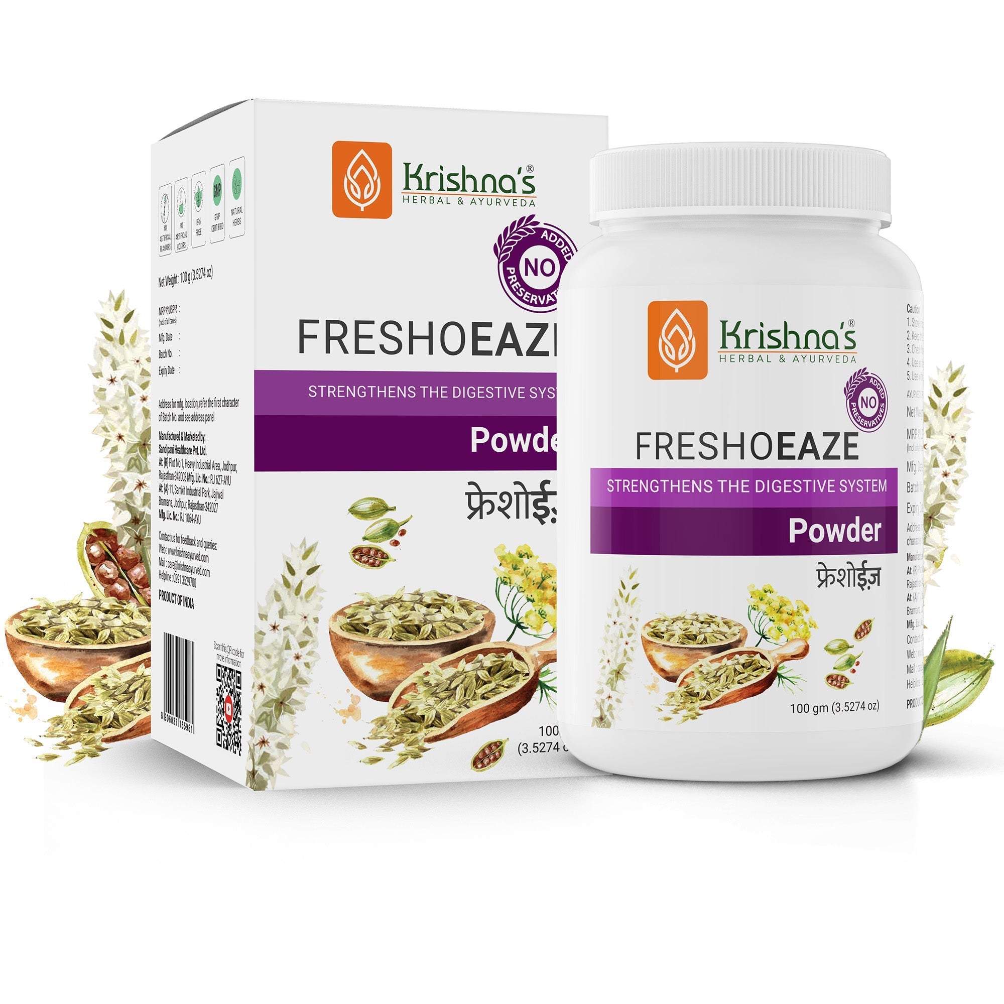 Krishna'S Herbal & Ayurveda Freshoeaze Powder