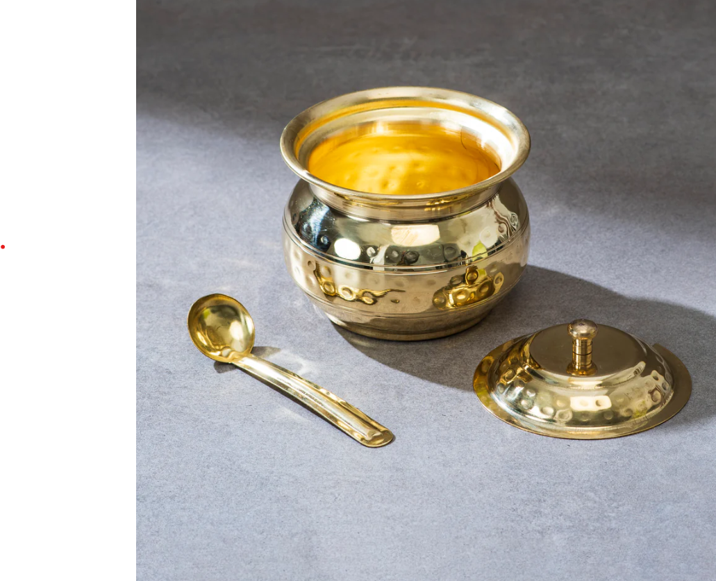 P-TAL Brass Ghee Pot/ Clarified Butter Pot