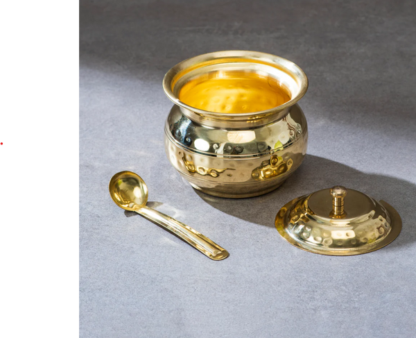 P-TAL Brass Ghee Pot/ Clarified Butter Pot