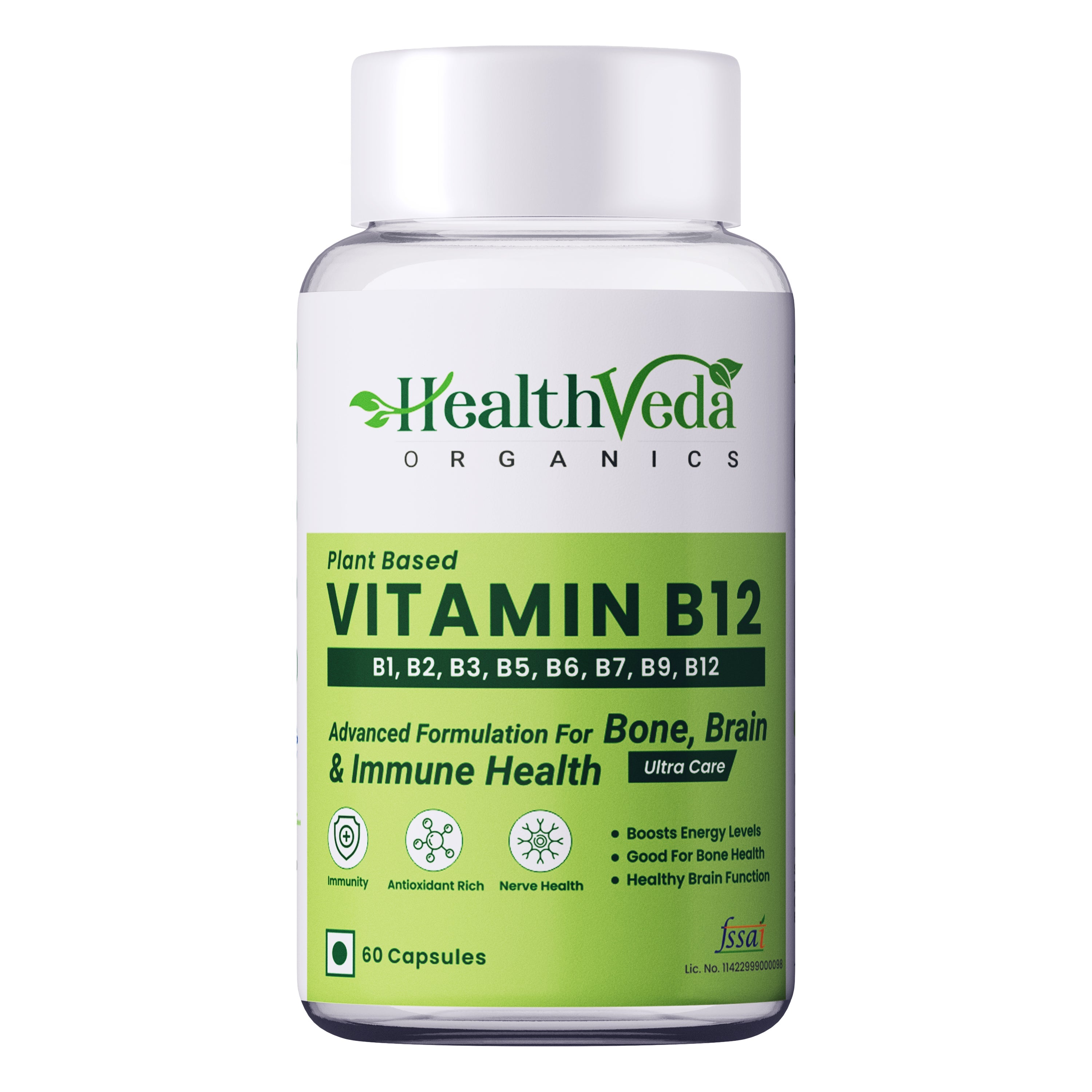 Health Veda Organics Plant Based Vitamin B-12 Capsules