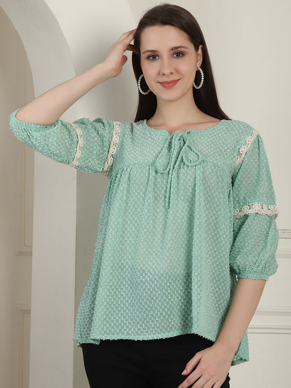 Green Peplum Women's Top