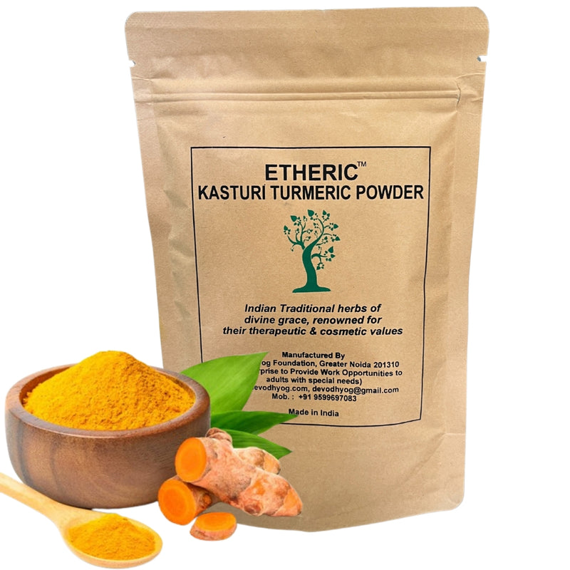 Etheric Organic Kasturi Turmeric/Manjal/Curcuma Aromatica/Jangli Haldi Powder For Skin Natural Care For Face Beauty (150 Gram)