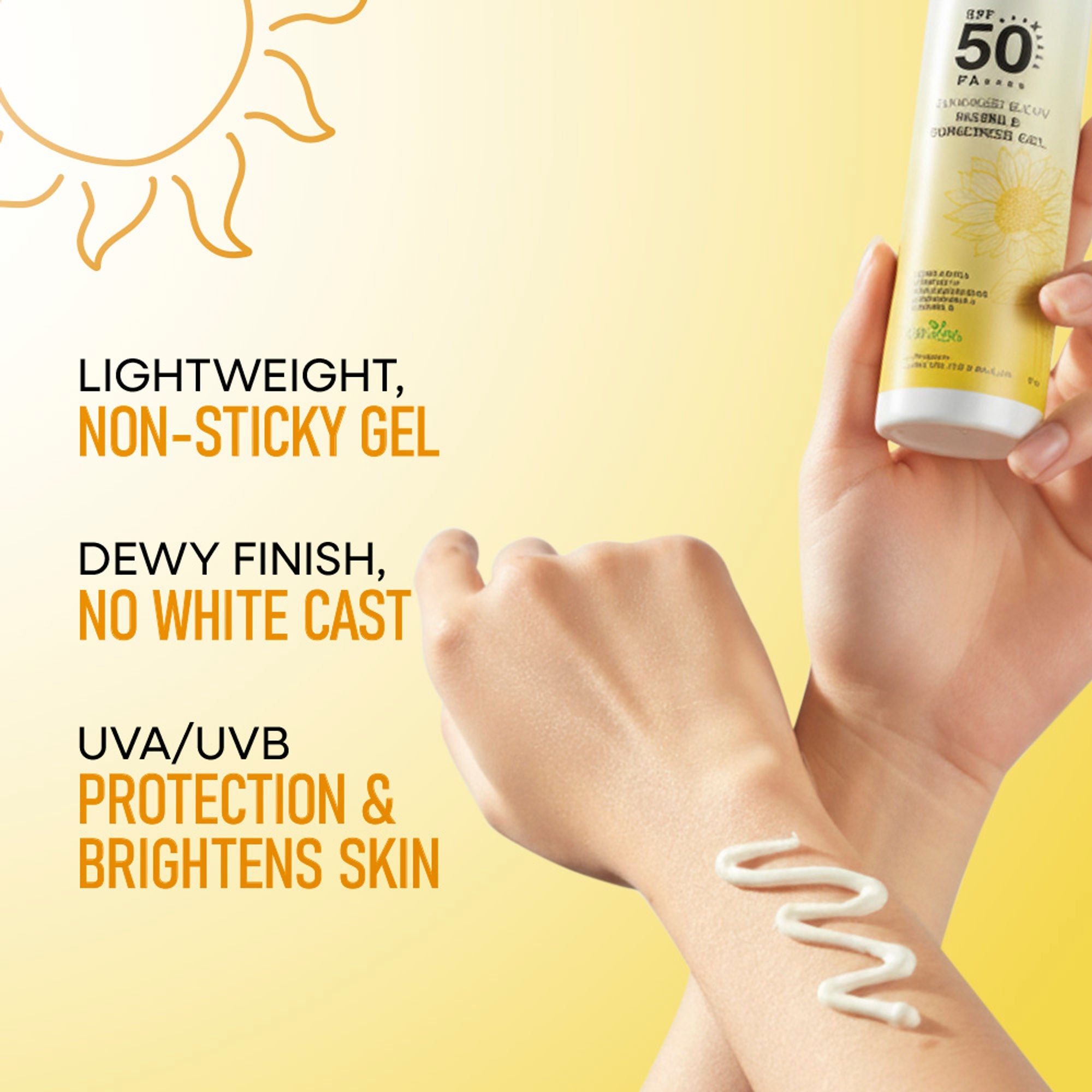 Nykaa Naturals SUNKISSED GLOW Invisible Sunscreen Gel SPF 50 PA++++ with Niacinamide and Vitamin C