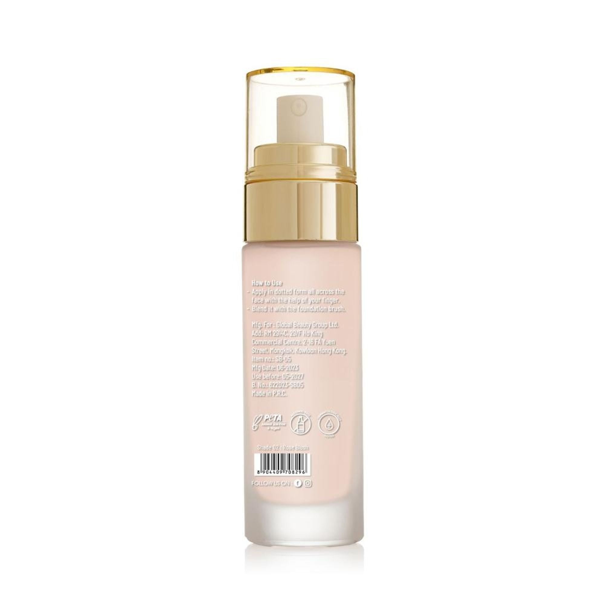 Swiss Beauty High Performance Foundation With Vitamin C & Niacinamide Light-Weight - 02 Rose Blush