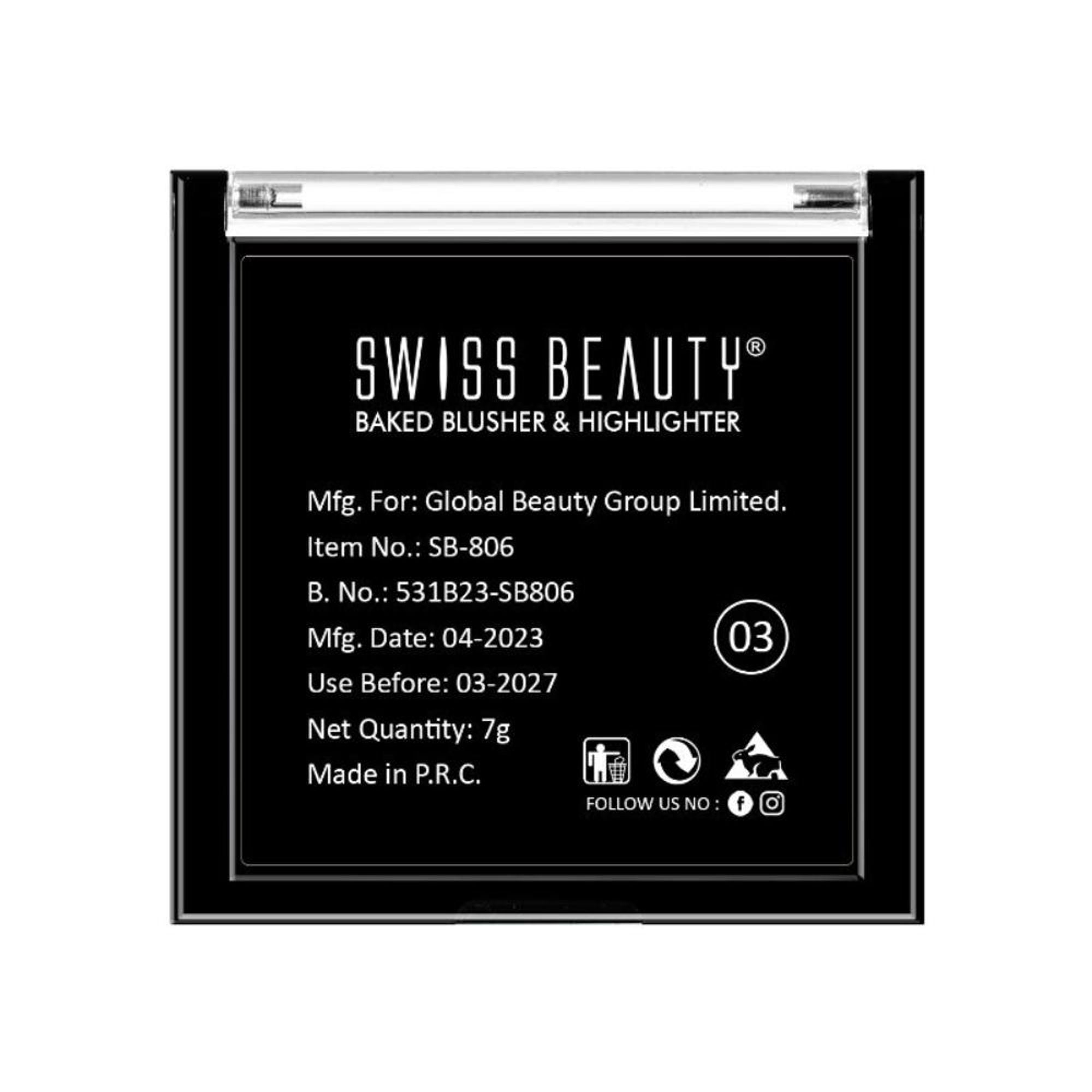 Swiss Beauty Baked Blusher & Highlighter - 03