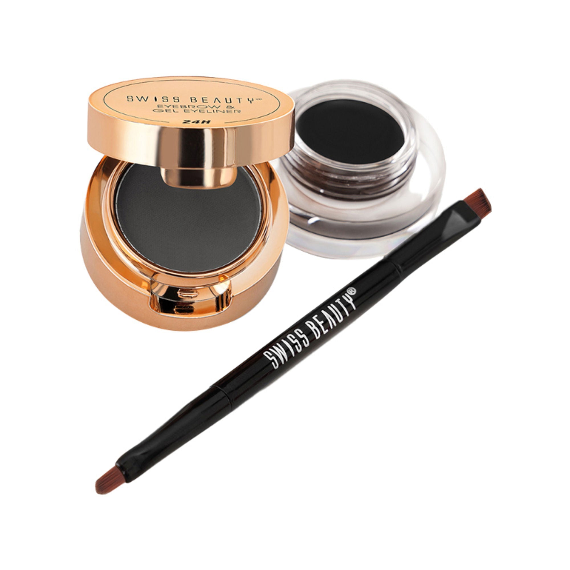 Swiss Beauty 3 In 1 Eyeliner, Eyebrow Filler and Kajal , 24-Hour Stay ,Waterproof - 01 Black