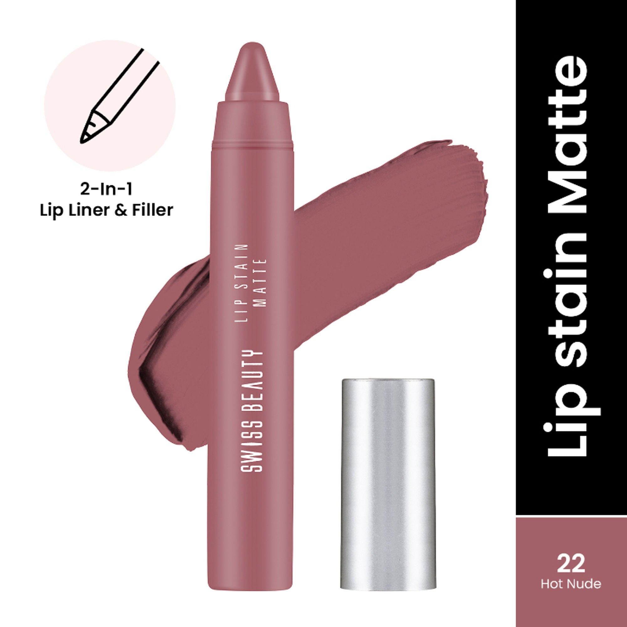 Swiss Beauty Lip Stain Matte Lipstick - 222 Hot Nude