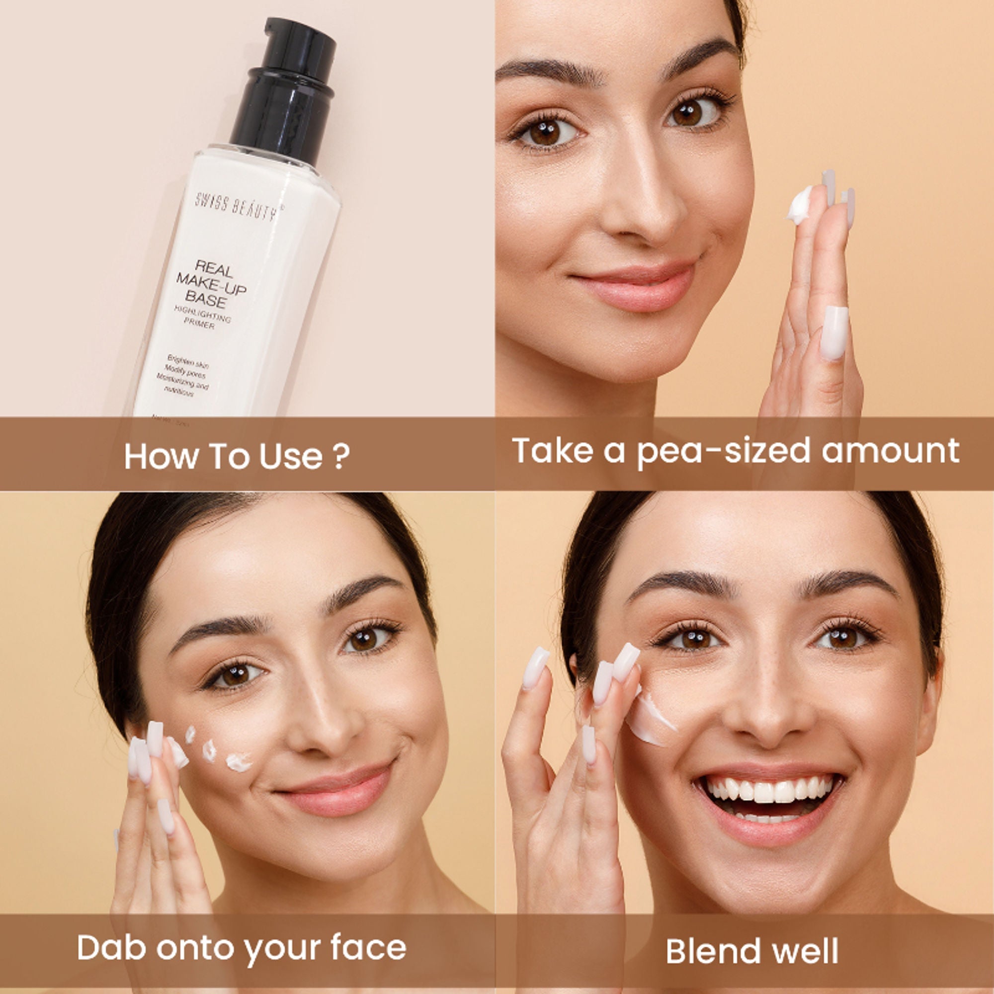 Swiss Beauty Real Make-Up Base Highlighting Primer , Brighten Skin , Modify Pore - 01 Natural Tint