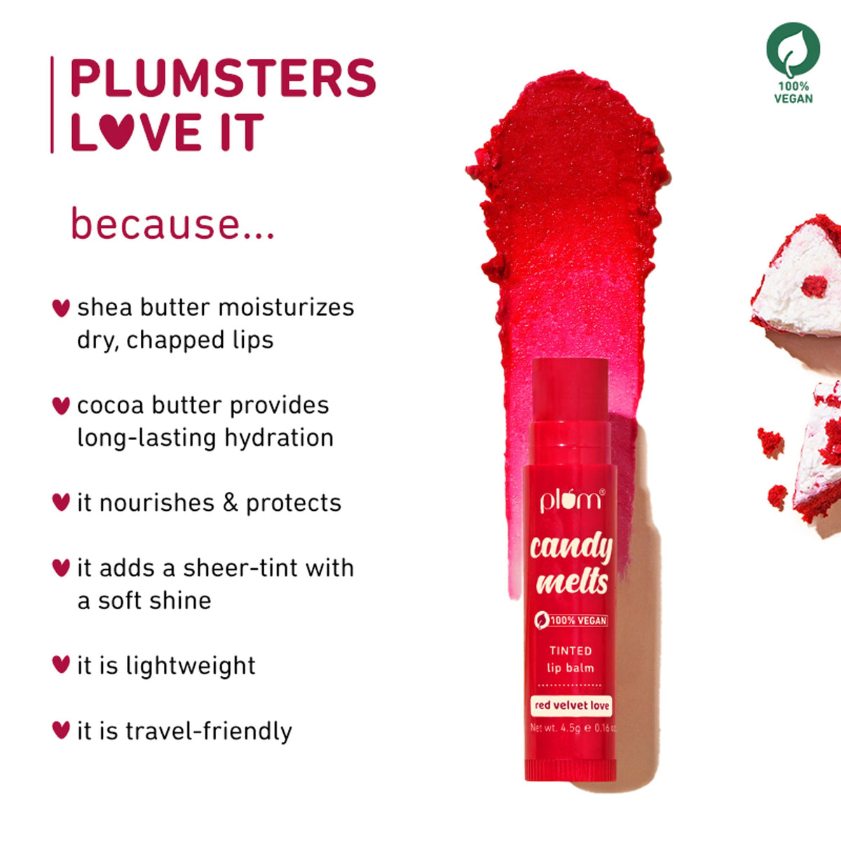 Plum Candy Melts Tinted Lip Balm - Red Velvet Love