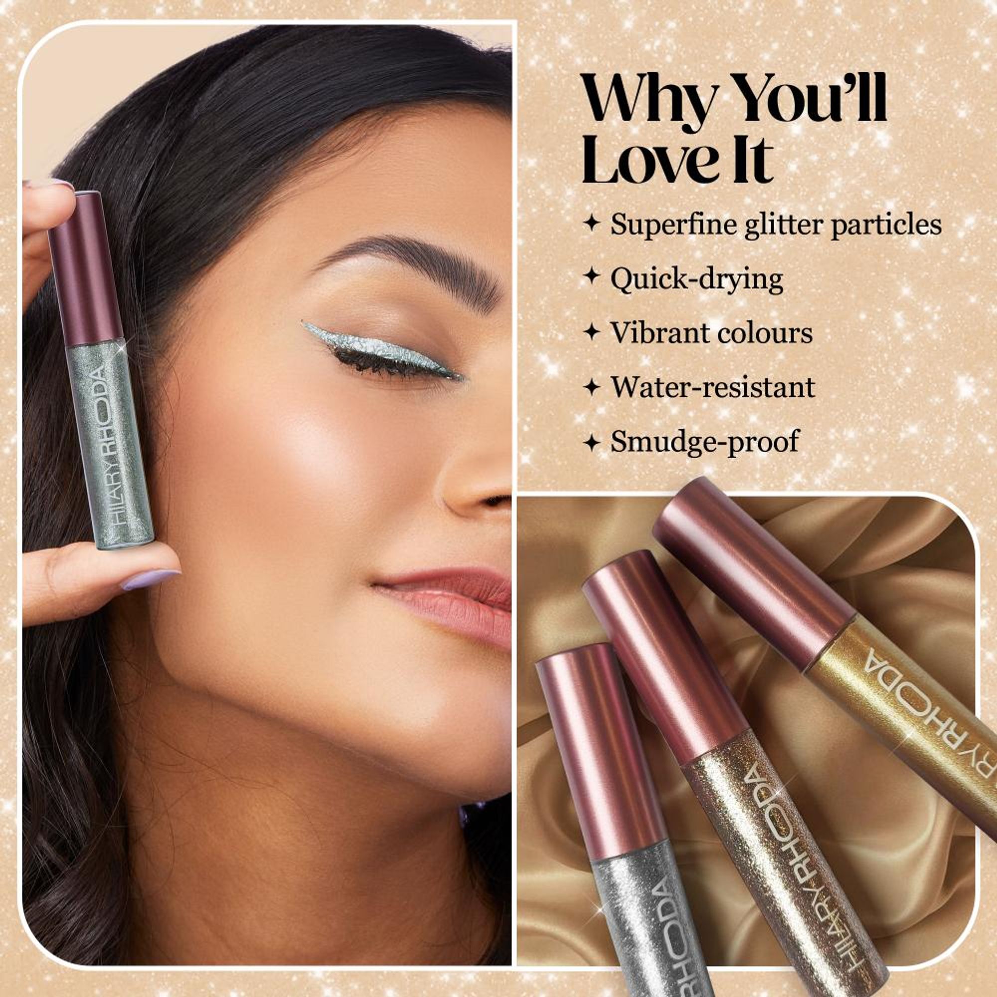 Hilary Rhoda Showstopper Glitter Eyeliner - Pearl Shine White 07