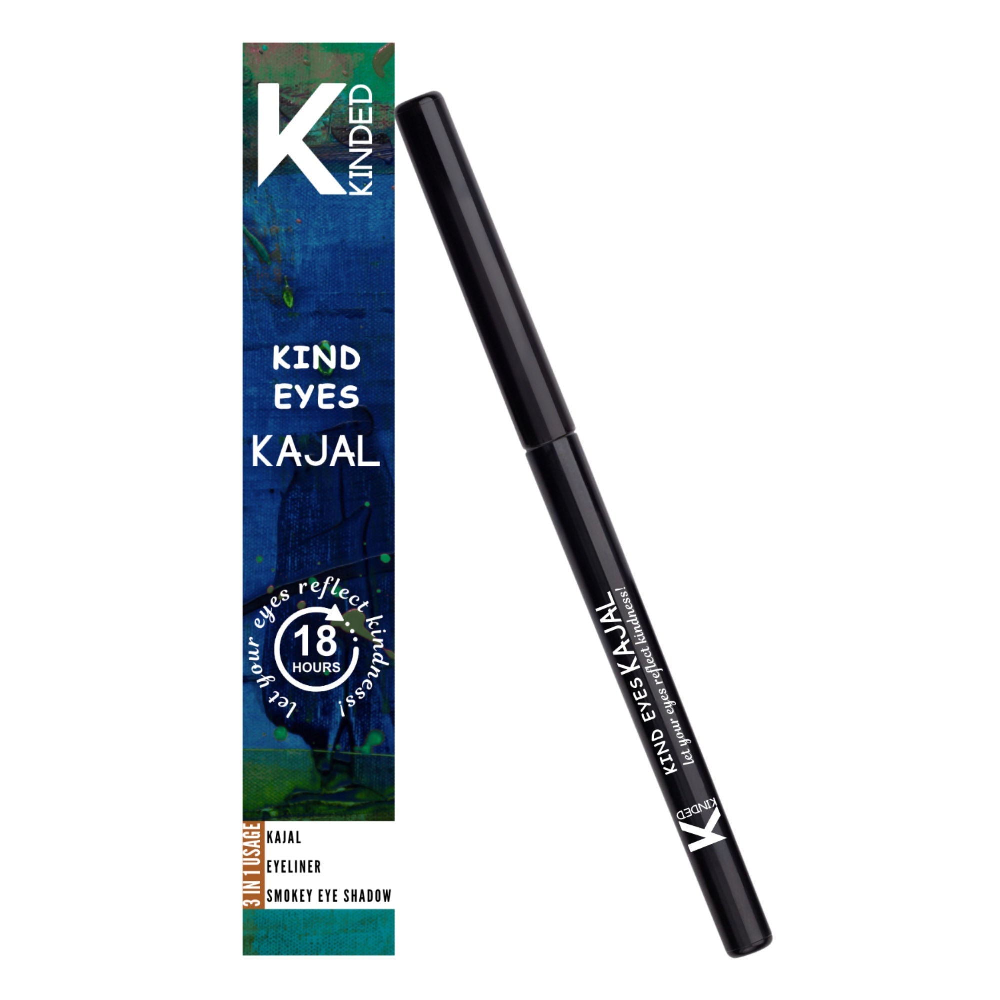 KINDED Kind Eyes Kajal 3 In 1 Kohl Kajal Eye Liner Smokey Eye Shadow - 01 Boundless Black