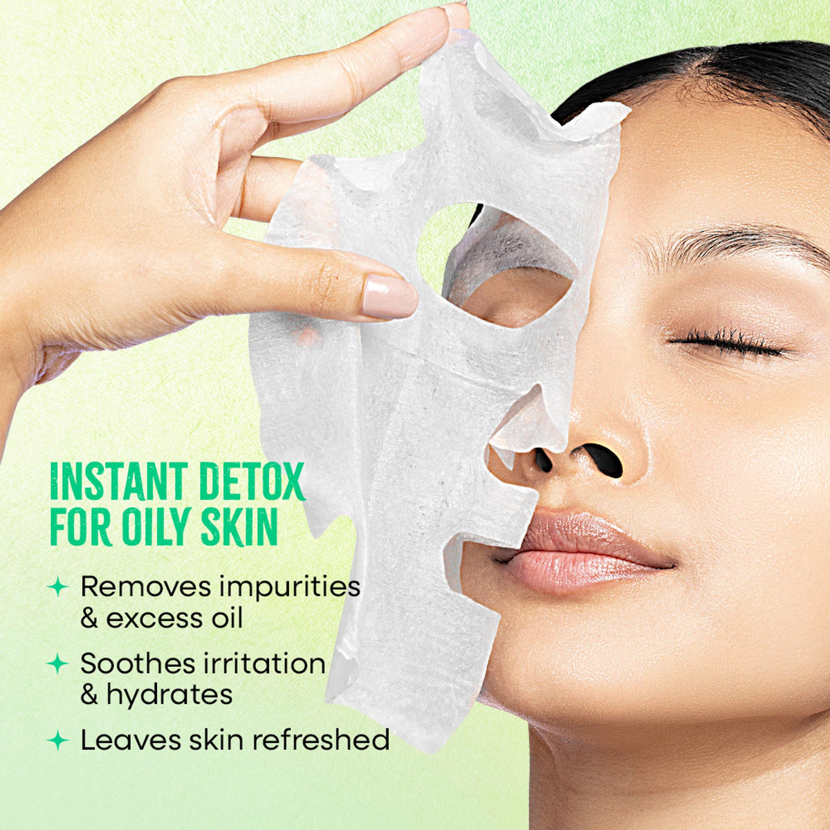 Nykaa Green Tea + Aloe Vera Sheet Mask For Hydrated Skin - Formulated in Korea - For All Skin Types - Black Mud + Aloe Vera