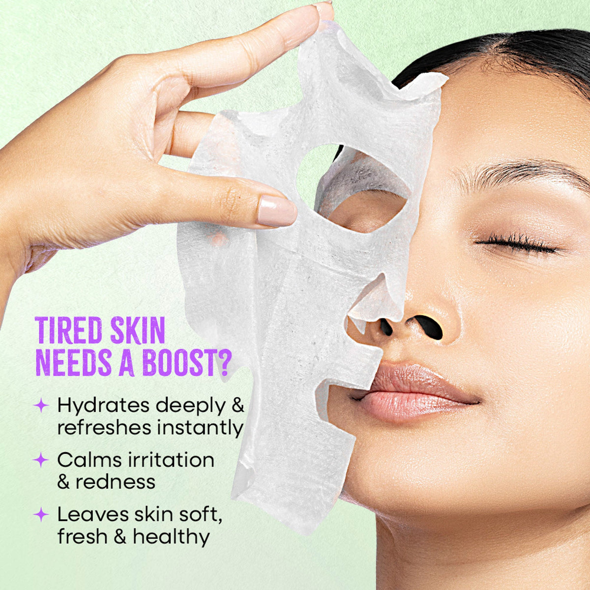 Nykaa Green Tea + Aloe Vera Sheet Mask For Hydrated Skin - Formulated in Korea - For All Skin Types - Green Tea + Aloe Vera