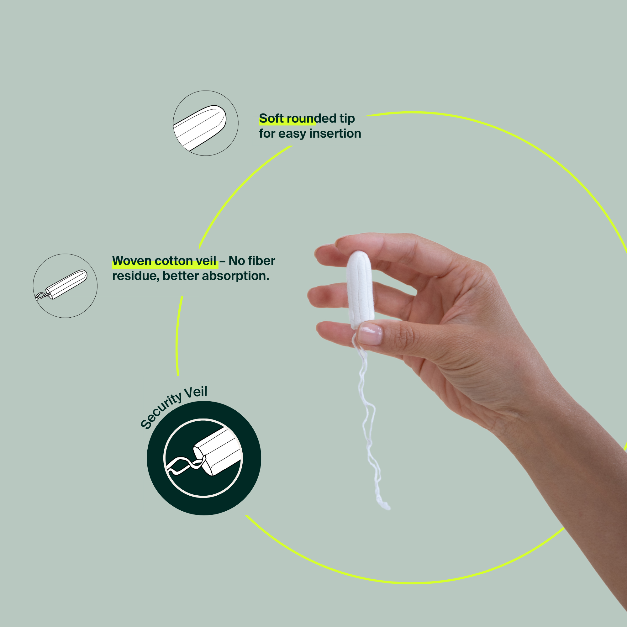 100% Organic Cotton Non-Applicator Tampons