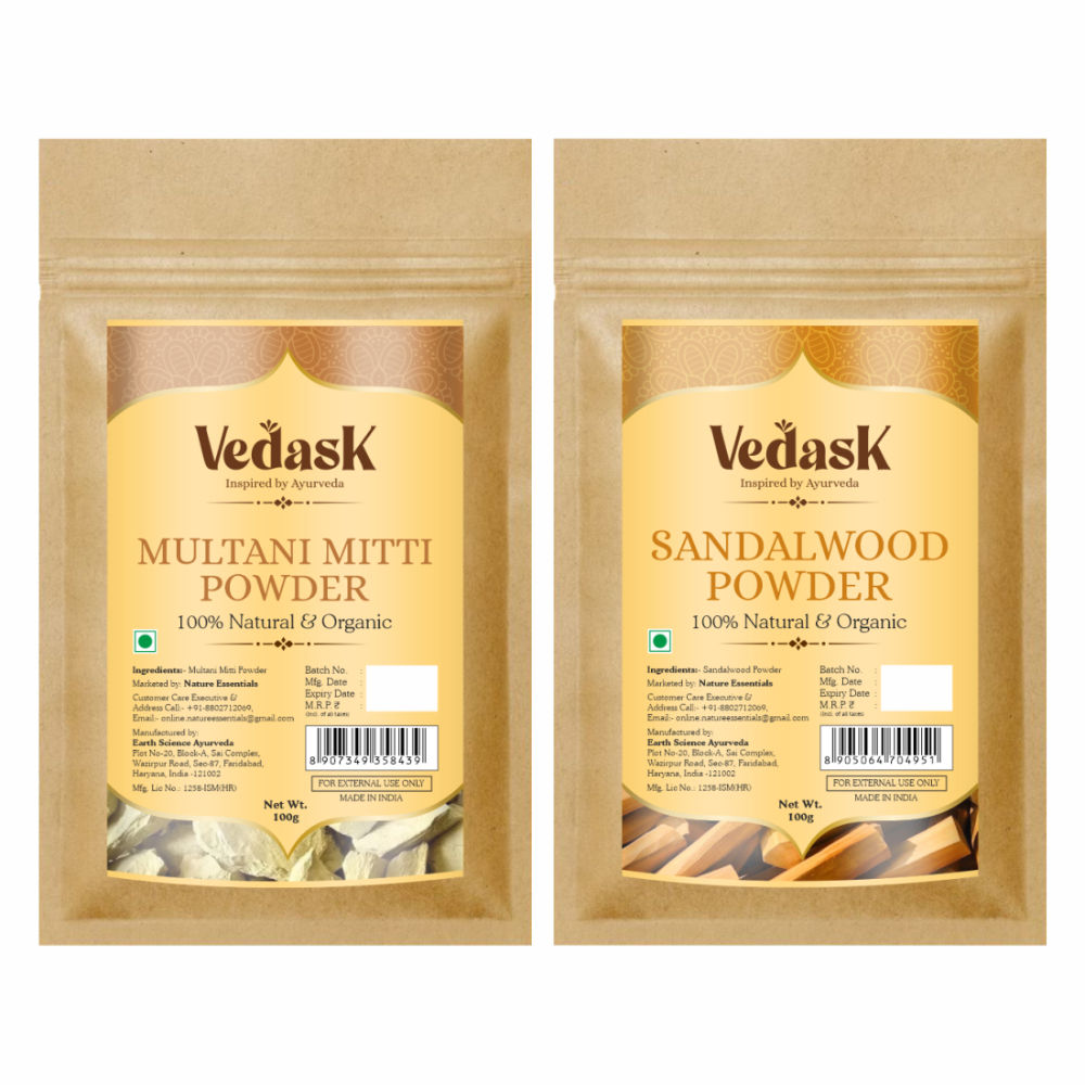 Vedask Organic Multani Mitti And SandalWood Powder Combo Pack