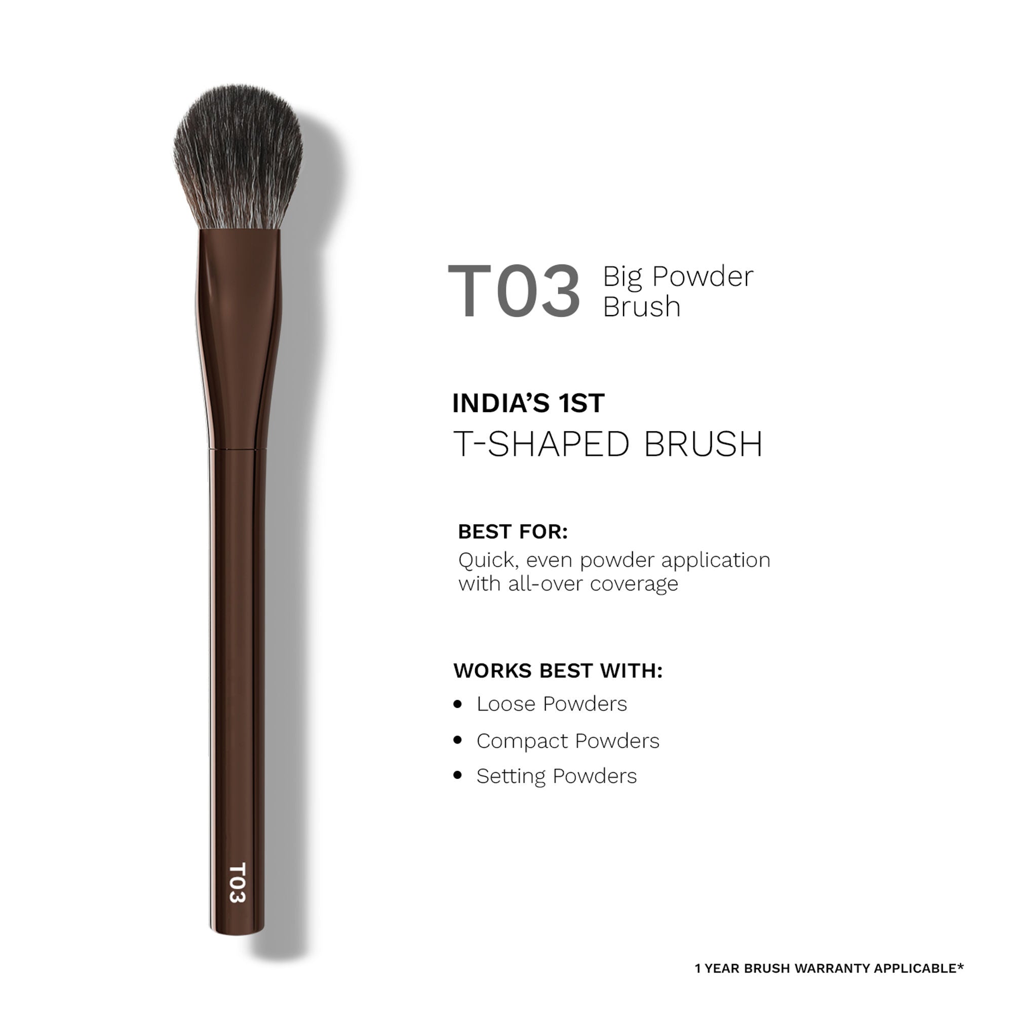 PAC Studio T03 Big Powder Brush - Soft Tapered Bristles, Works With All Powder Products, Ideal for Buffing