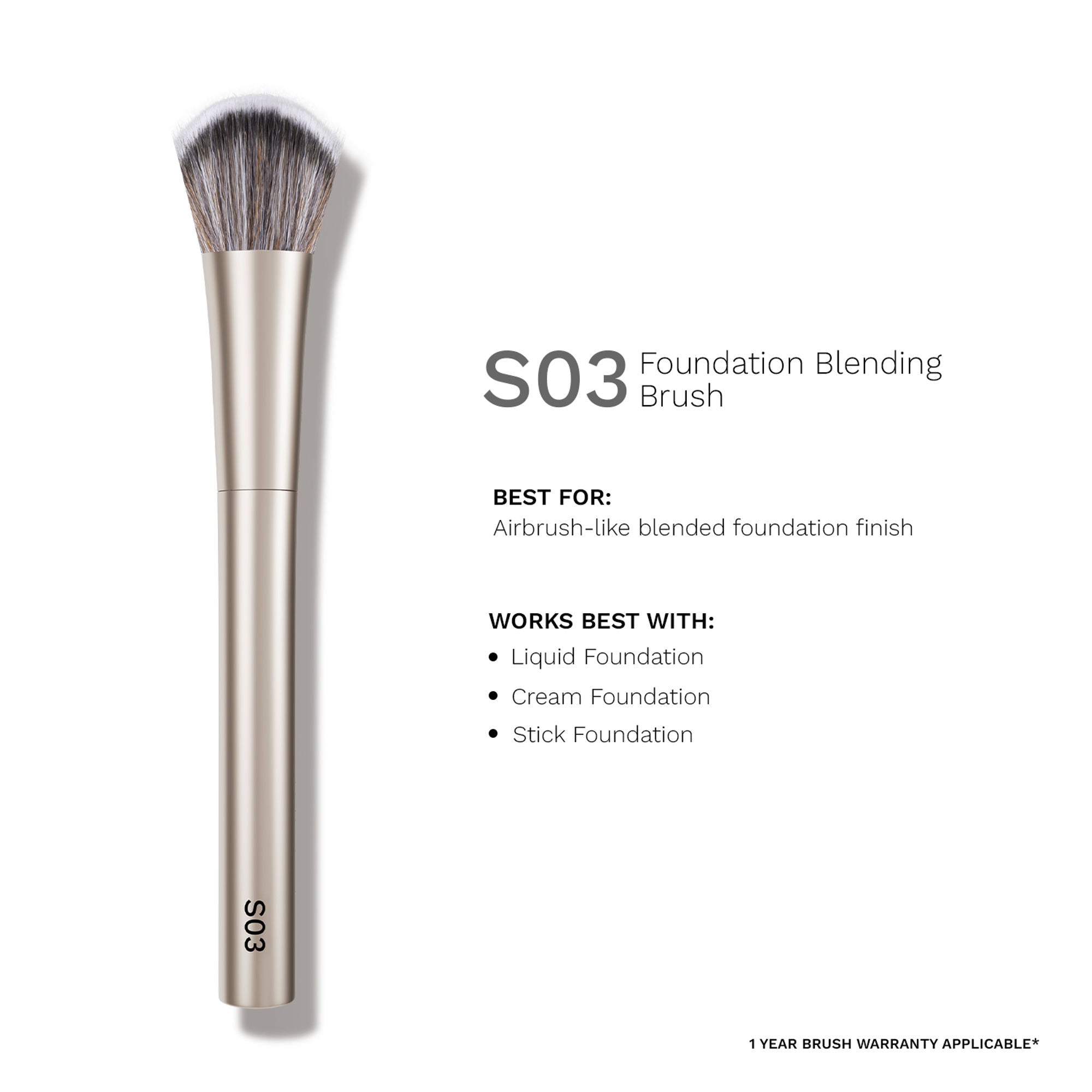 PAC Studio S03 Foundation Blending Brush - Creates Airbrush Finish, Designed for Post Application Blending