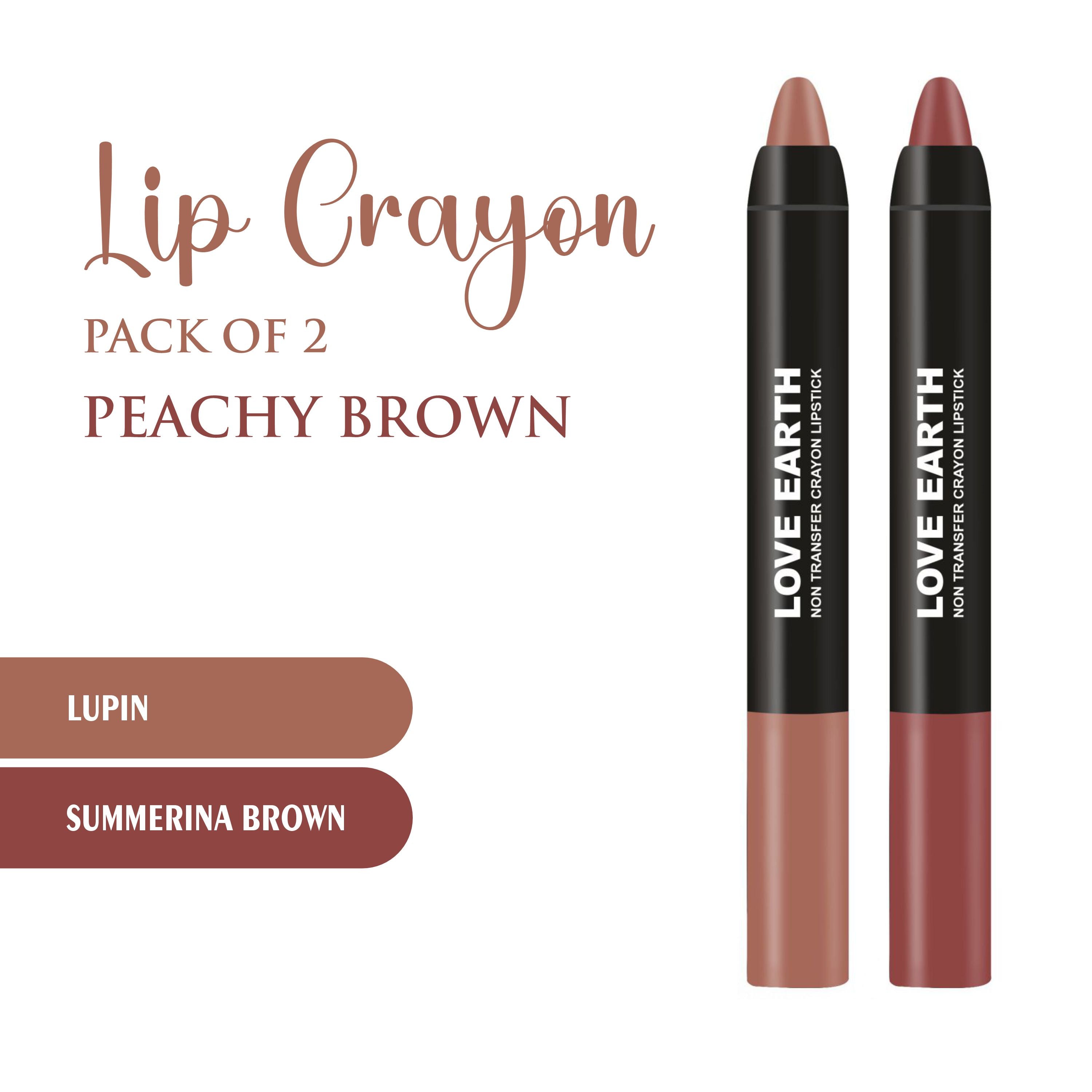 Love Earth Lip Crayon Non-Transfer Lipstick - Peachy Brown