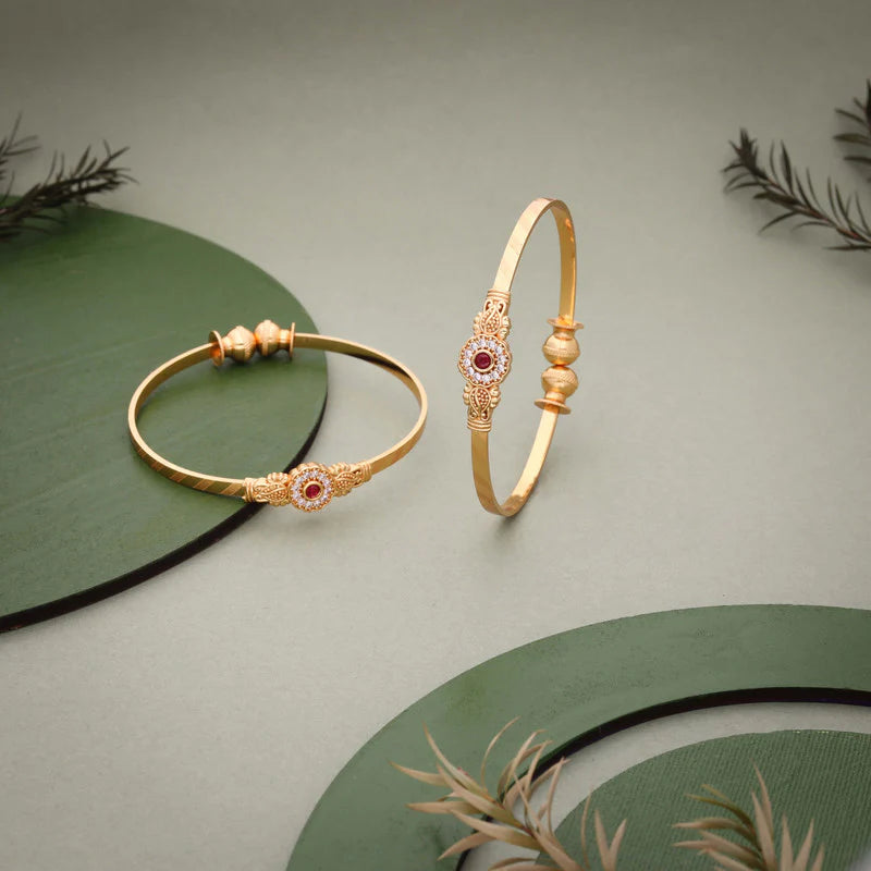 Tehzeeb Creation gold pleated brass bangle set  THZ260