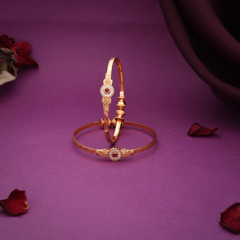 Tehzeeb Creation gold pleated brass bangle set  THZ260