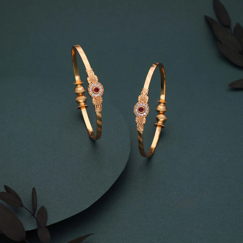 Tehzeeb Creation gold pleated brass bangle set  THZ260