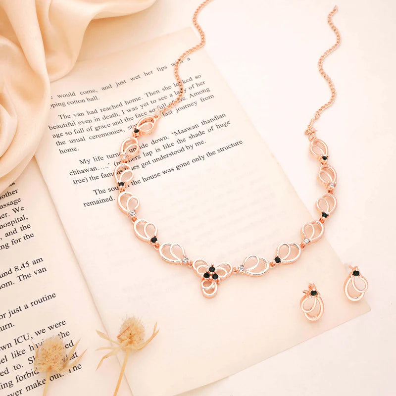 Tehzeeb Creations gold pleated choker gree stone nacklace with stud earrings  THZ261