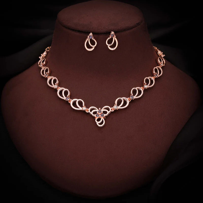 Tehzeeb Creations gold pleated choker lavender stone nacklace with stud earrings  THZ262