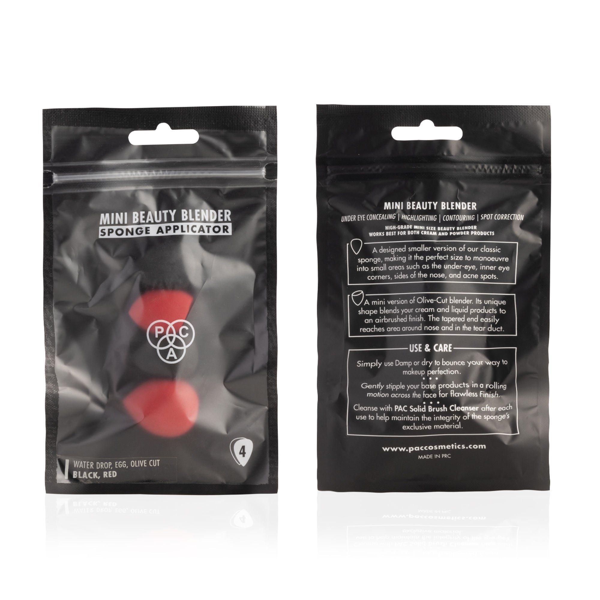 PAC Studio Beauty Blender Sponge (Mini) (4 Pcs) (Red + Black) (Mix)