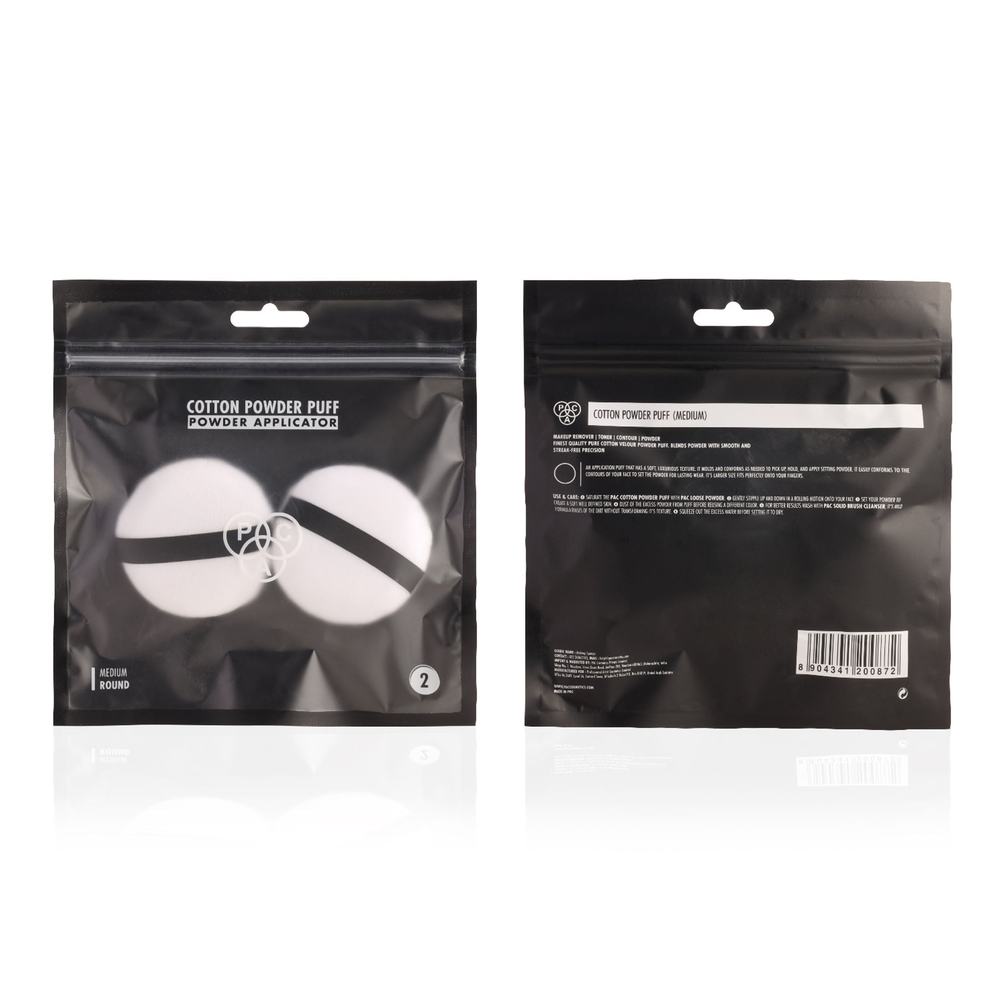 PAC Studio Medium Cotton Round Puff - White 2 Pc