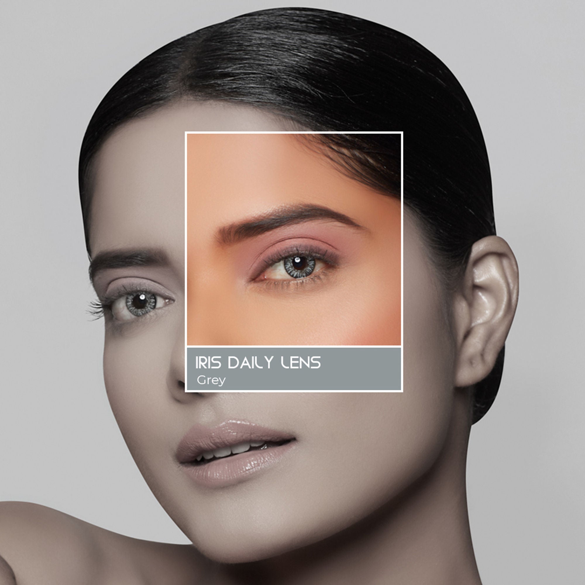 PAC Studio IRIS Premium Contact Lenses Grey - Comfortable Natural Looking, 1 Day Wear, Non-Irritating