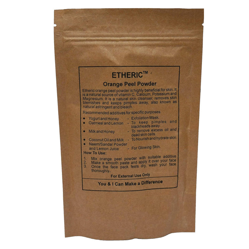 Etheric Orange Peel Powder for Anti Acne & Pimples (150 gm) I No Chemical, No preservative | Help in Tan Removal, Face cleansing and make skin glowing