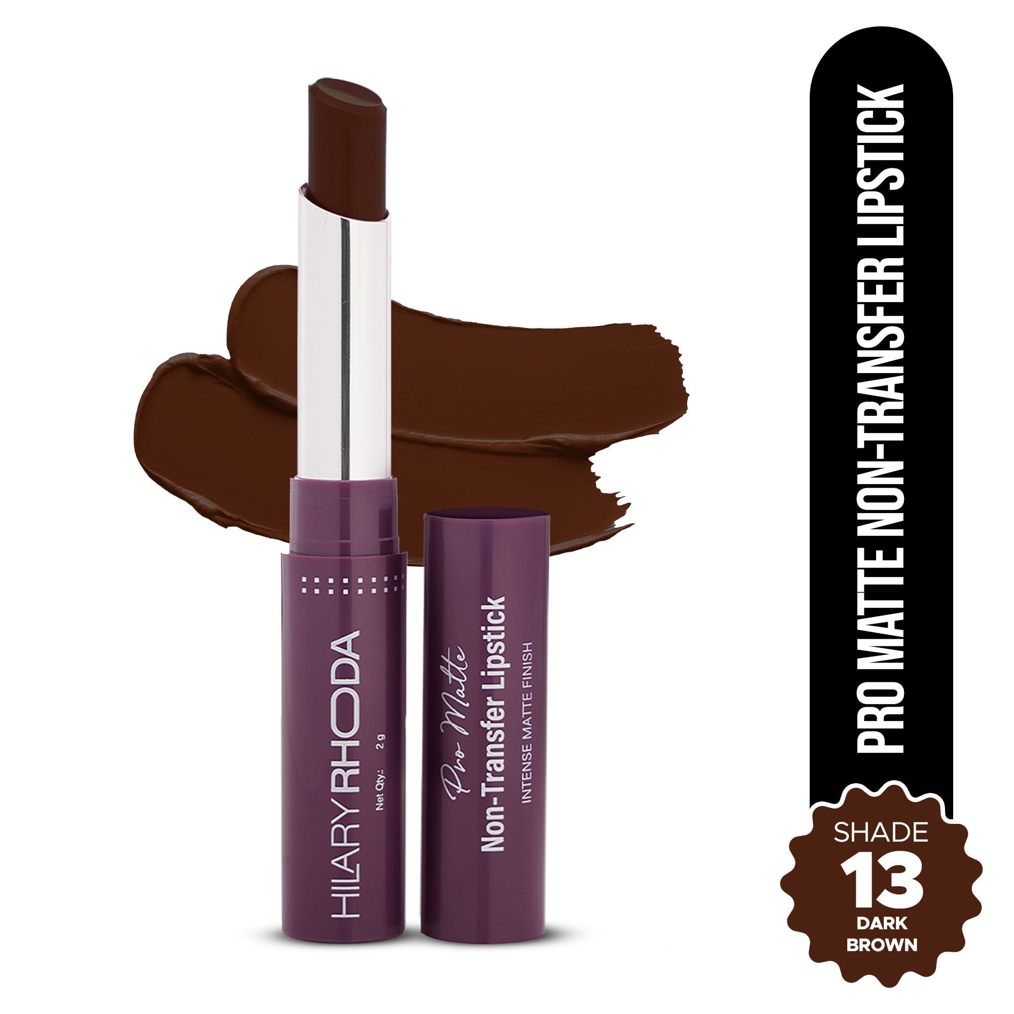 Hilary Rhoda Pro Matte Non-Transfer Waterproof Lipstick - Dark Brown 13