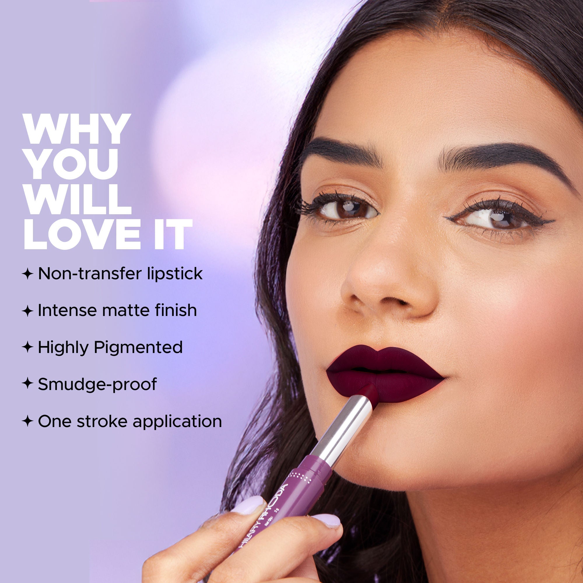 Hilary Rhoda Pro Matte Non-Transfer Waterproof Lipstick - Wine Rouge 24