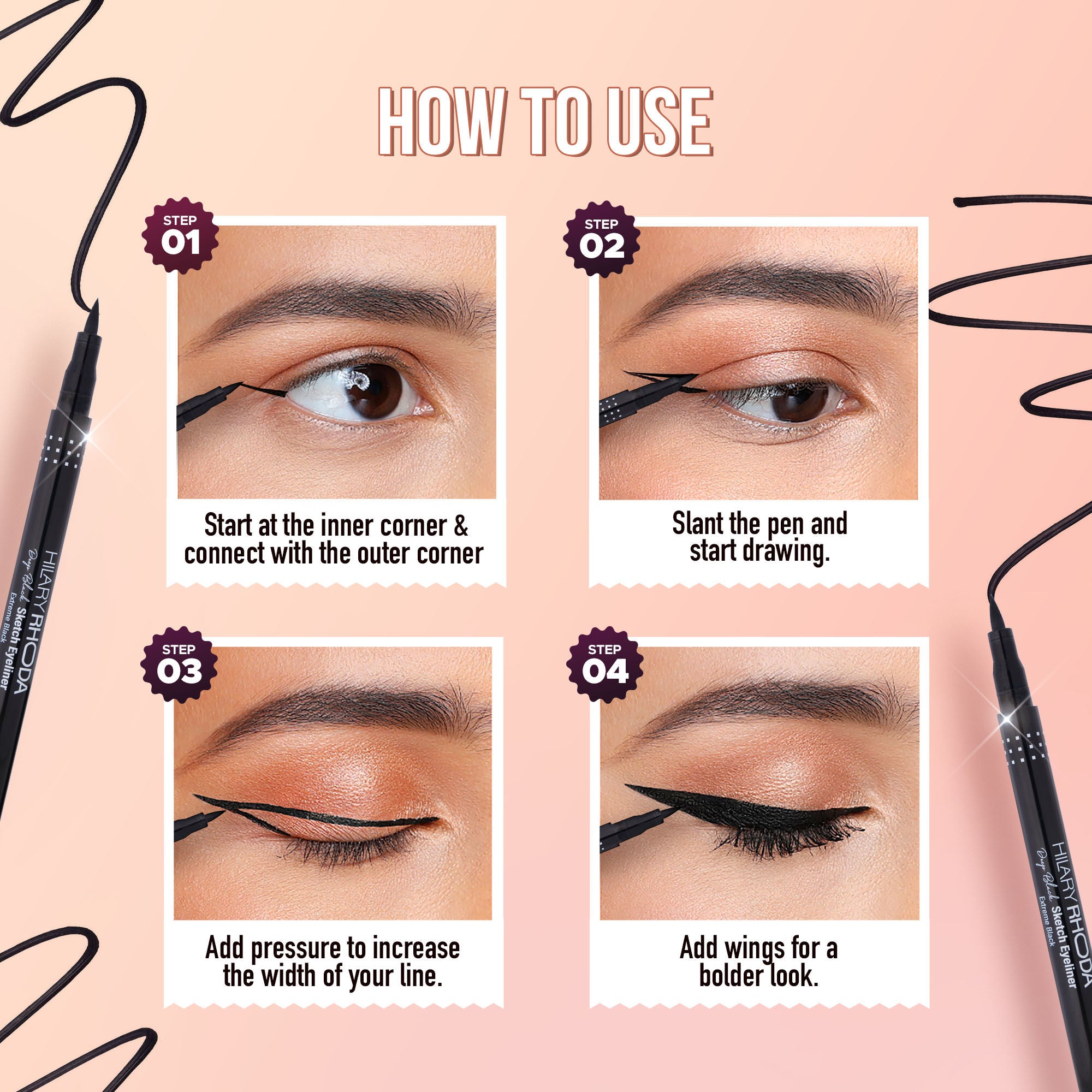 Hilary Rhoda Deep Black Sketch Waterproof Eyeliner