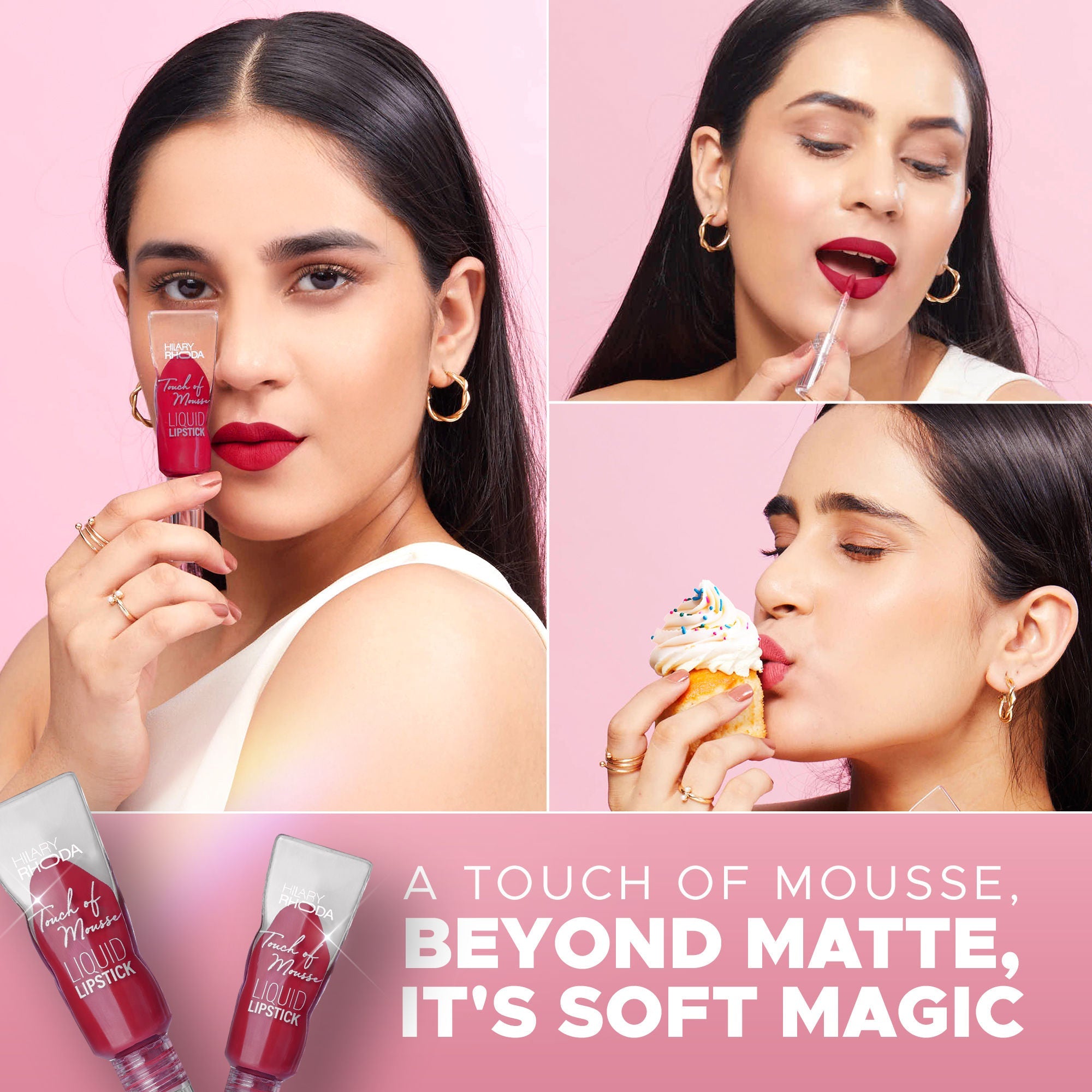 Hilary Rhoda Touch Of Mousse Waterproof Lipstick - Ruby Pink 08