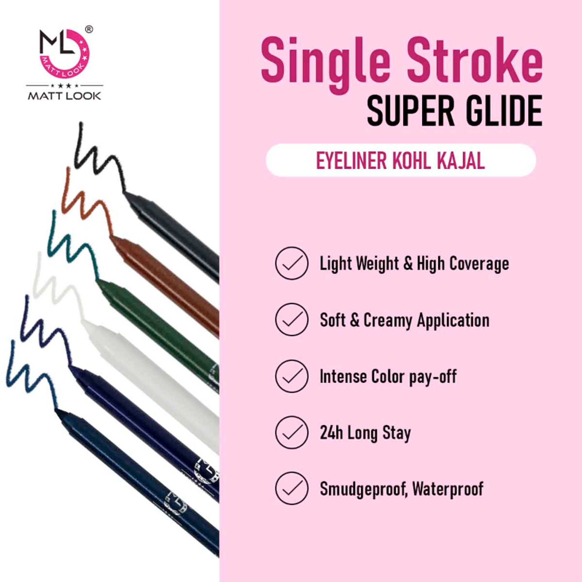 Matt Look Single Stroke Eyeliner Kohl Kajal - Deep Blue