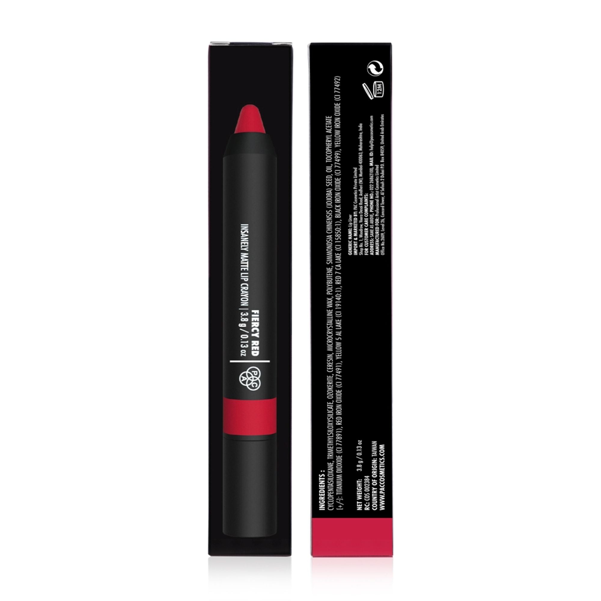 PAC Studio Insanely Matte Lip Crayon - Fiercy Red