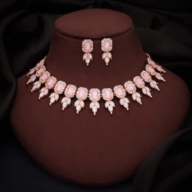 Tehzeeb Creations baby pink colour choker with stud  THZ289