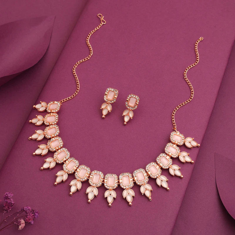 Tehzeeb Creations baby pink colour choker with stud  THZ289