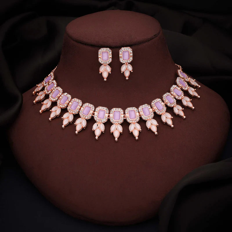 Tehzeeb Creations lavender  colour choker with stud  THZ290