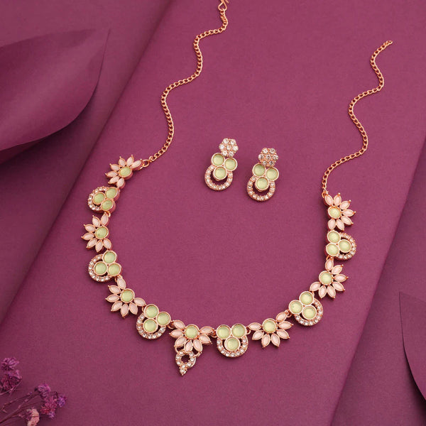 Tehzeeb Creation gold pleate sea green choker nacklace with stud  THZ296