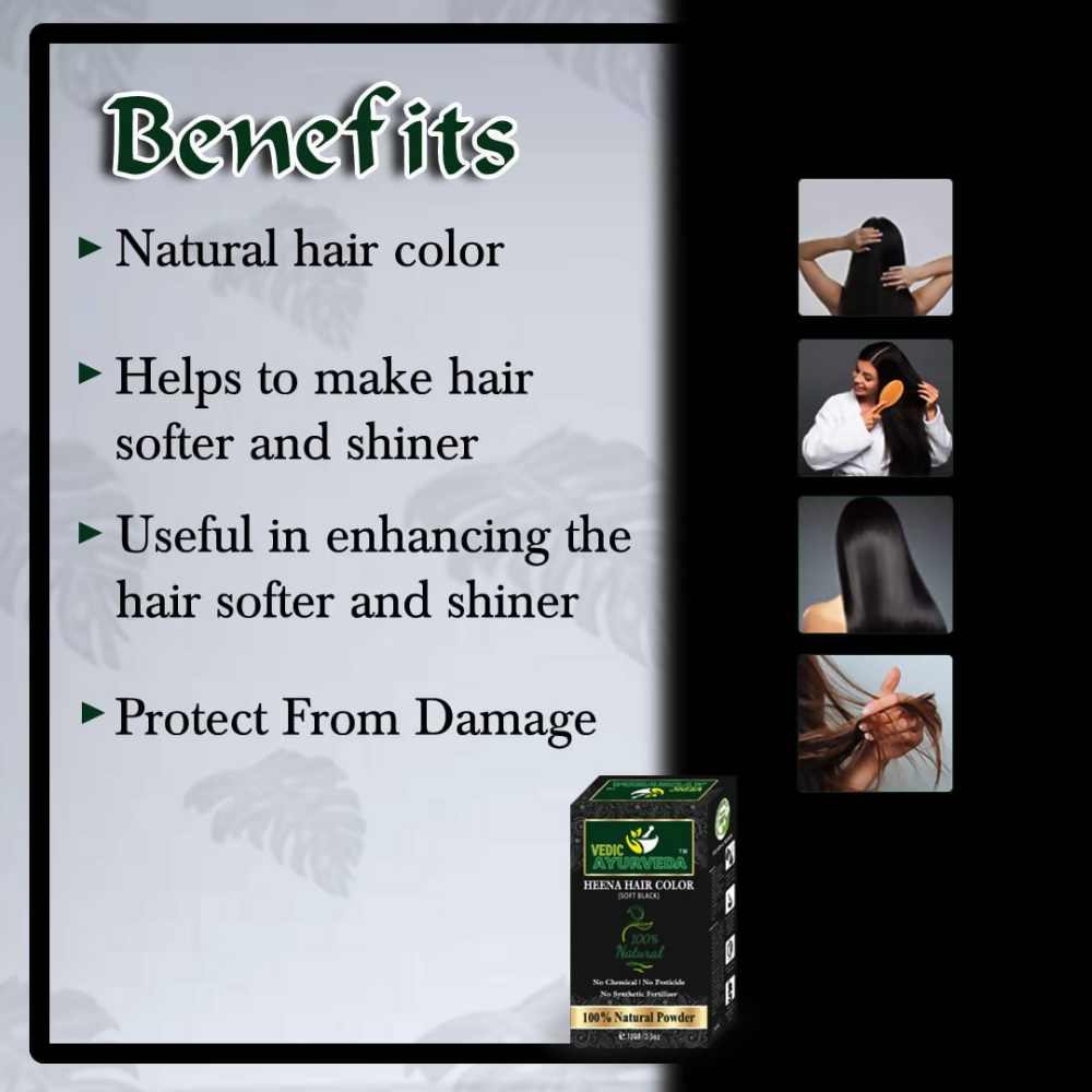 VedicAyurveda Henna Based Hair Colour - Soft black & Chestnut Brown