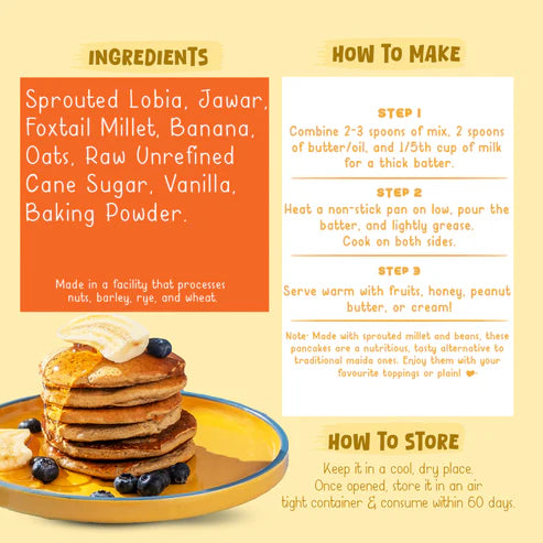 Gladful Banana Millet Pancake Mix with Sprouted Millets & Lobia Masoor Protein